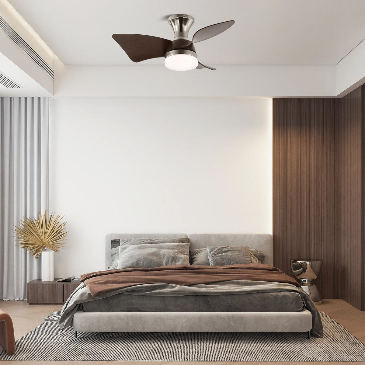 Calix 28 Inch LED Ceiling Fan Light with Remote, Modern Low Profile Flush Mount