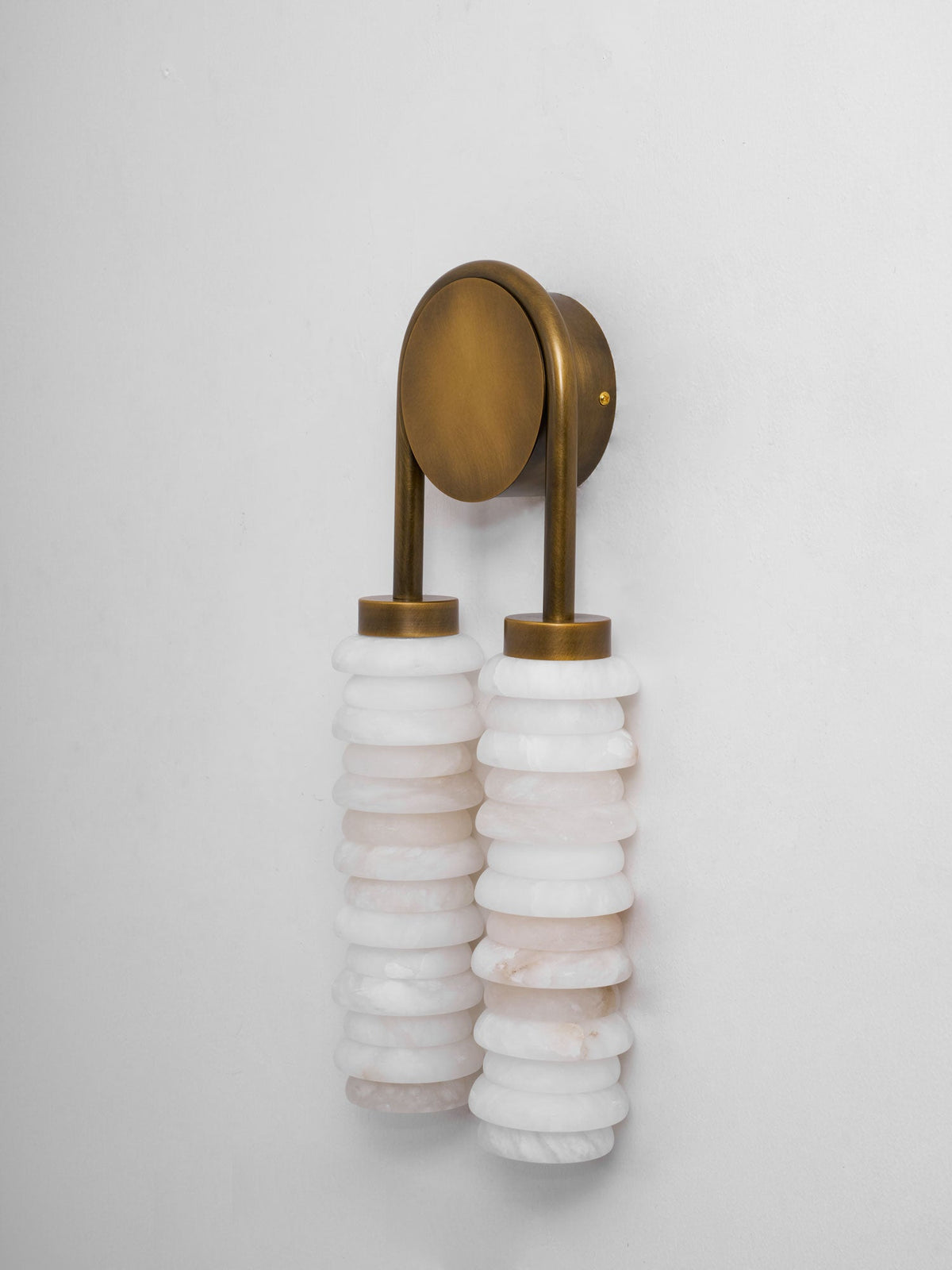 Calla Ribbed Alabaster Wall Sconce with Antique Brass Accents
