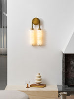 Calla Ribbed Alabaster Wall Sconce with Antique Brass Accents