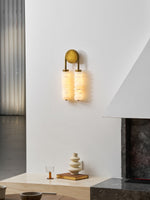 Calla Ribbed Alabaster Wall Sconce with Antique Brass Accents