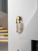 Calla Ribbed Alabaster Wall Sconce with Antique Brass Accents