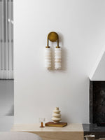 Calla Ribbed Alabaster Wall Sconce with Antique Brass Accents