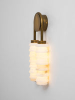 Calla Ribbed Alabaster Wall Sconce with Antique Brass Accents