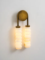 Calla Ribbed Alabaster Wall Sconce with Antique Brass Accents