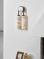 Calla Ribbed Alabaster Wall Sconce with Antique Brass Accents
