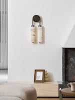 Calla Ribbed Alabaster Wall Sconce with Antique Brass Accents
