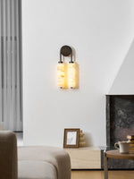 Calla Ribbed Alabaster Wall Sconce with Antique Brass Accents
