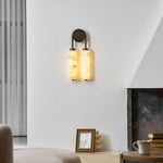 Calla Ribbed Alabaster Wall Sconce with Antique Brass Accents