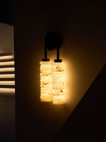 Calla Ribbed Alabaster Wall Sconce with Antique Brass Accents