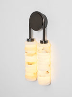 Calla Ribbed Alabaster Wall Sconce with Antique Brass Accents