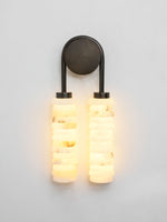Calla Ribbed Alabaster Wall Sconce with Antique Brass Accents