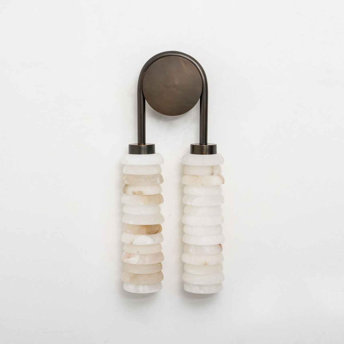 Calla Ribbed Alabaster Wall Sconce with Antique Brass Accents
