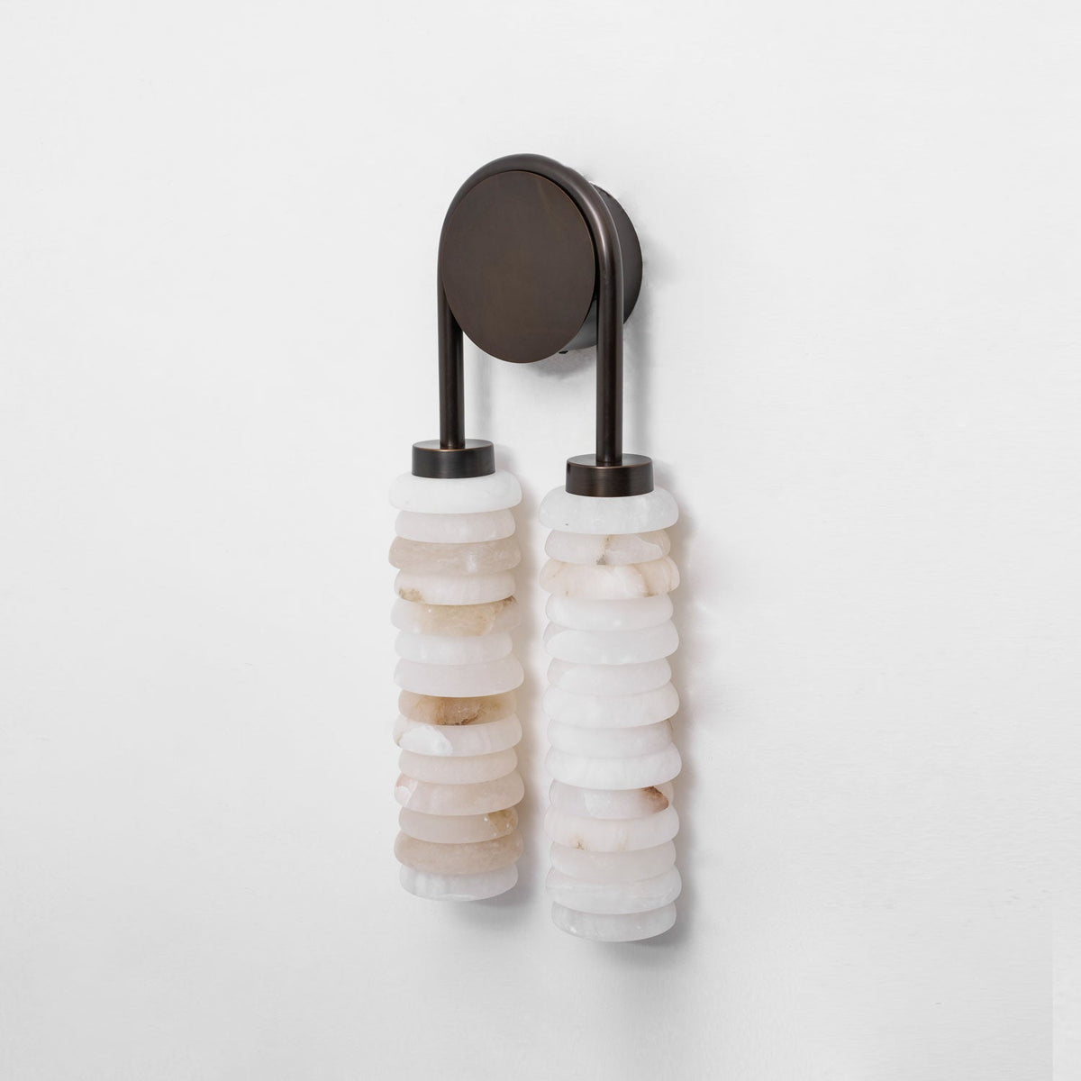 Calla Ribbed Alabaster Wall Sconce with Antique Brass Accents