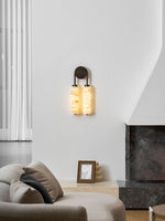 Calla Ribbed Alabaster Wall Sconce with Antique Brass Accents