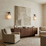 Calla Ribbed Alabaster Wall Sconce with Antique Brass Accents