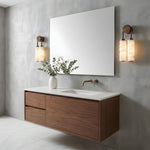 Calla Ribbed Alabaster Wall Sconce with Antique Brass Accents