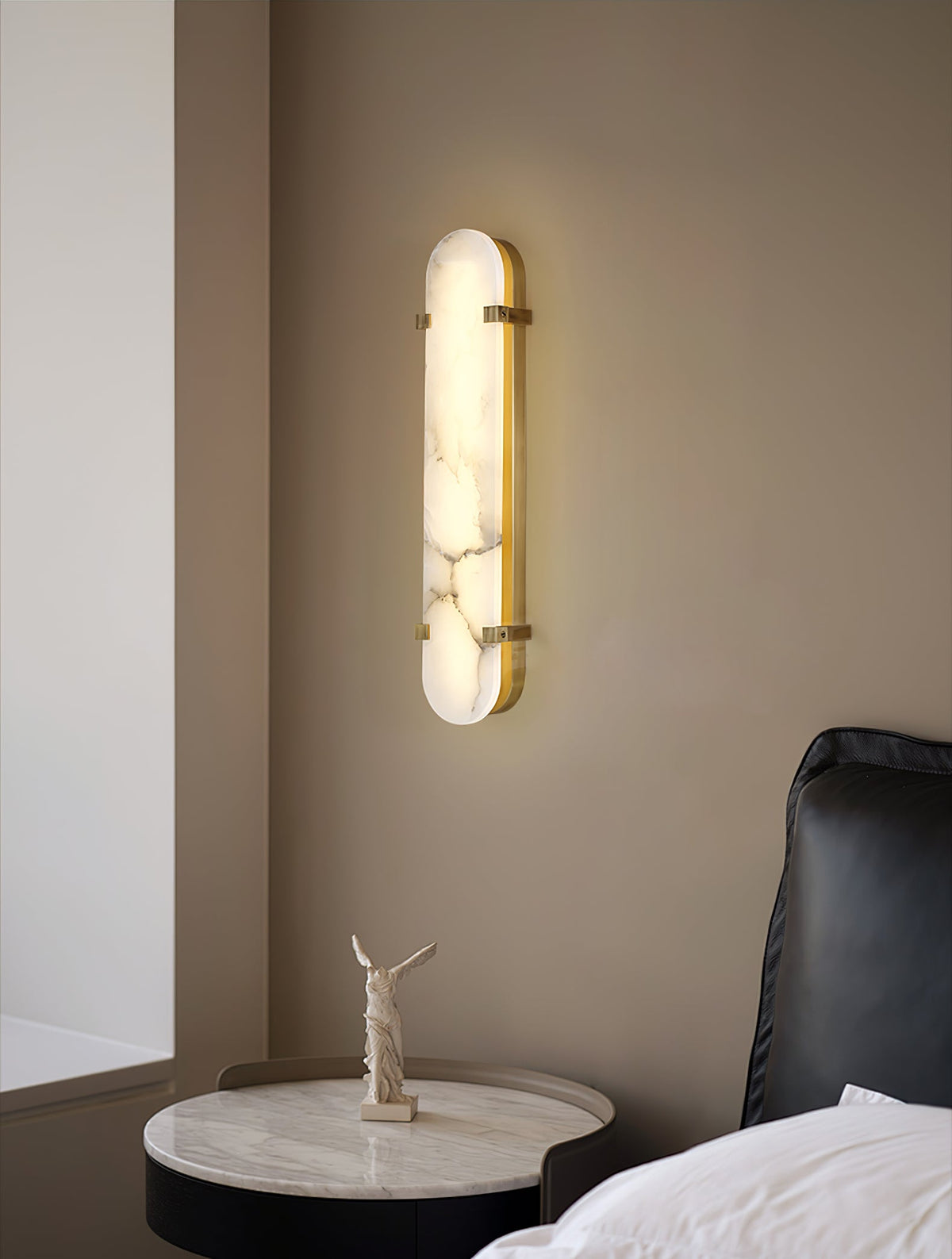 Calla Alabaster Wall Sconce in Brass Frame