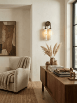 Calla Ribbed Alabaster Wall Sconce with Antique Brass Accents