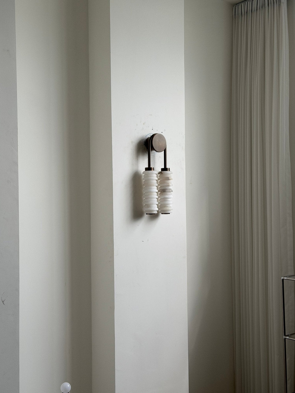 Calla Ribbed Alabaster Wall Sconce with Antique Brass Accents