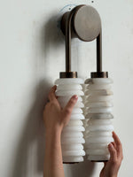 Calla Ribbed Alabaster Wall Sconce with Antique Brass Accents