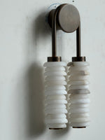 Calla Ribbed Alabaster Wall Sconce with Antique Brass Accents