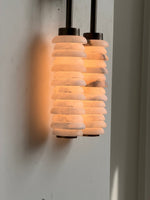 Calla Ribbed Alabaster Wall Sconce with Antique Brass Accents