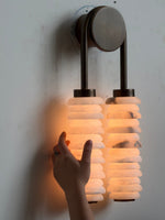 Calla Ribbed Alabaster Wall Sconce with Antique Brass Accents