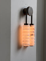 Calla Ribbed Alabaster Wall Sconce with Antique Brass Accents