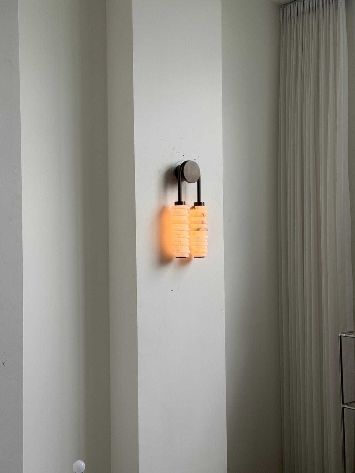 Calla Ribbed Alabaster Wall Sconce with Antique Brass Accents