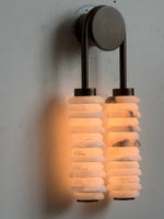 Calla Ribbed Alabaster Wall Sconce with Antique Brass Accents