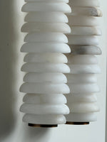 Calla Ribbed Alabaster Wall Sconce with Antique Brass Accents