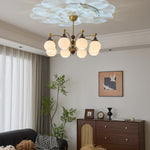 Callidora Modern Glass and Wood Chandelier for Dining Room and Entryway