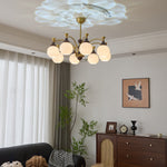 Callidora Modern Glass and Wood Chandelier for Dining Room and Entryway