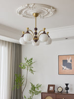 Callidora Modern Glass and Wood Chandelier for Dining Room and Entryway