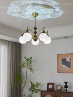 Callidora Modern Glass and Wood Chandelier for Dining Room and Entryway