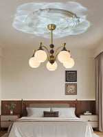 Callidora Modern Glass and Wood Chandelier for Dining Room and Entryway