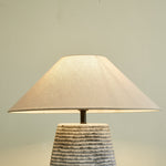 Callisto Ribbed Ceramic Table Lamp with Linen Shade