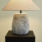 Callisto Ribbed Ceramic Table Lamp with Linen Shade