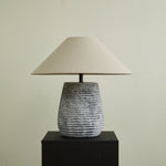 Callisto Ribbed Ceramic Table Lamp with Linen Shade