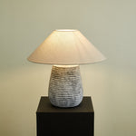 Callisto Ribbed Ceramic Table Lamp with Linen Shade