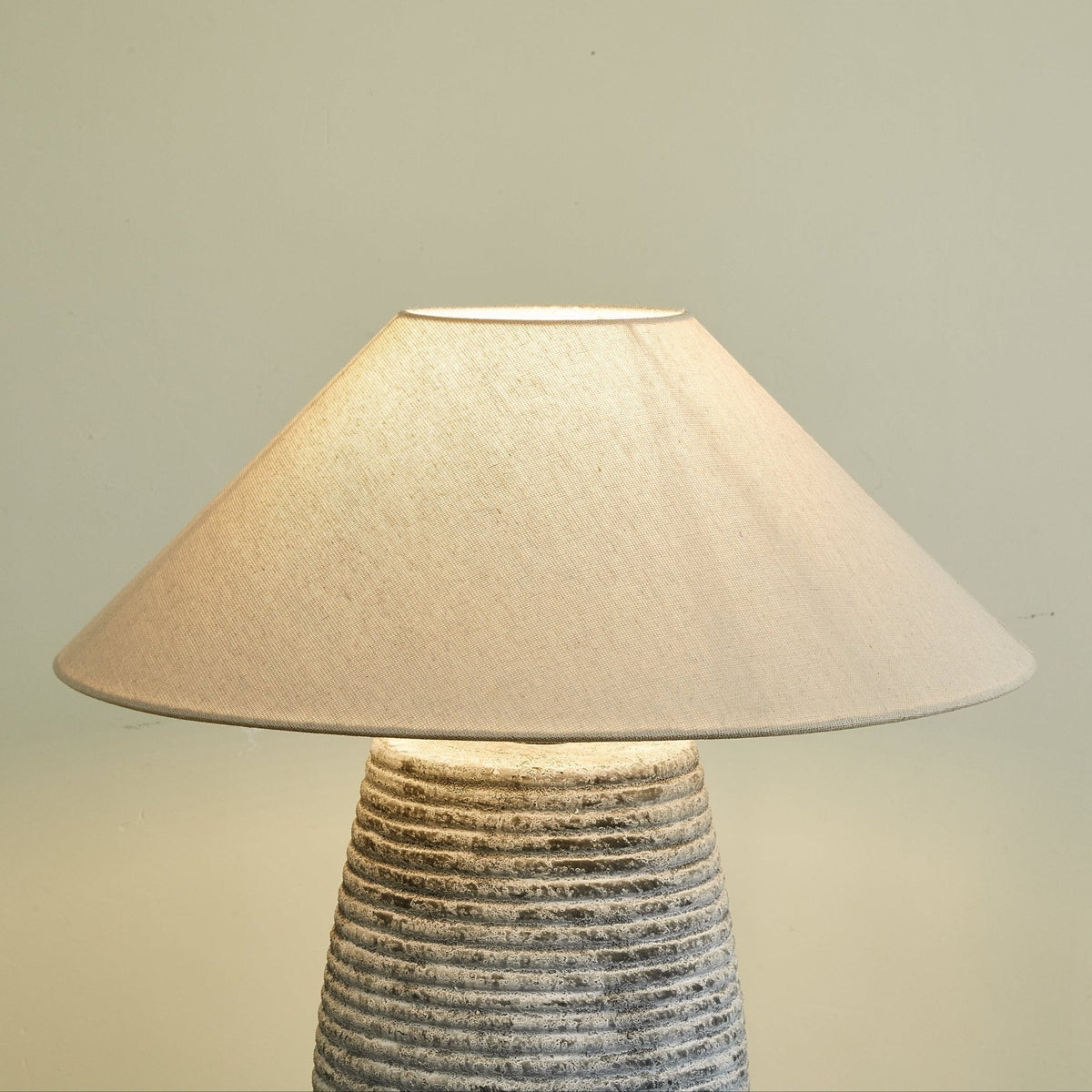 Callisto Ribbed Ceramic Table Lamp with Linen Shade