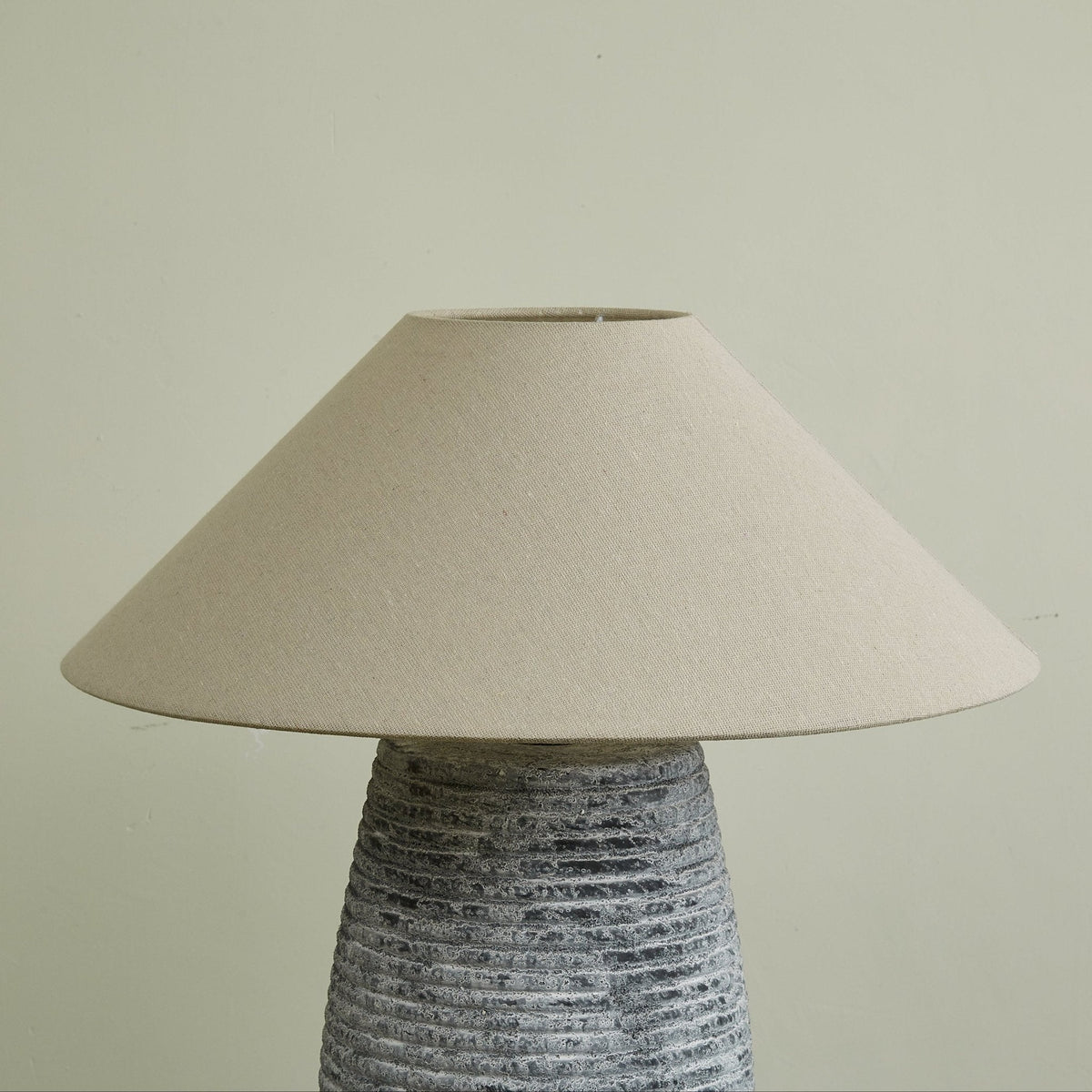Callisto Ribbed Ceramic Table Lamp with Linen Shade