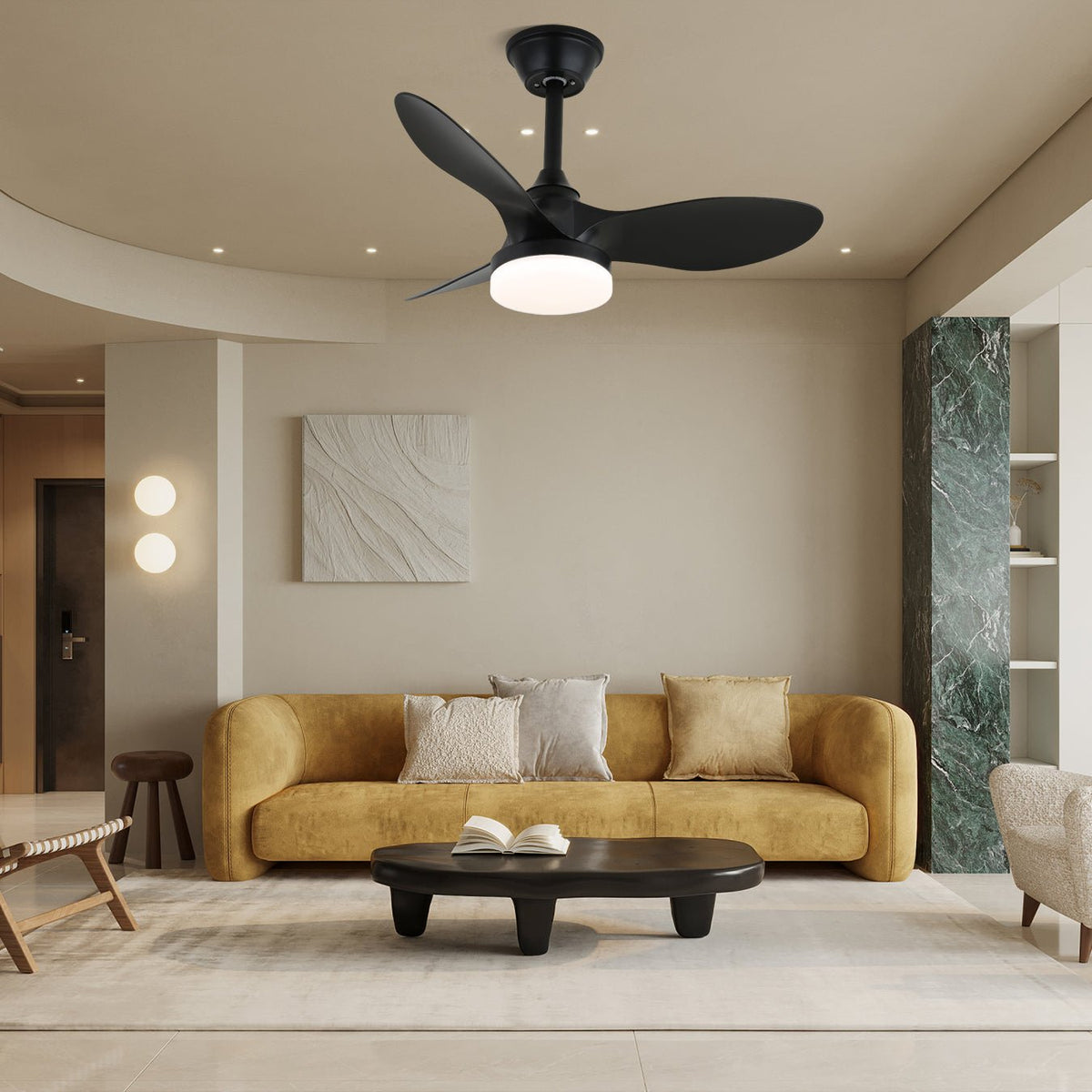 Callum Modern Ceiling Fan Light with Integrated LED and Remote