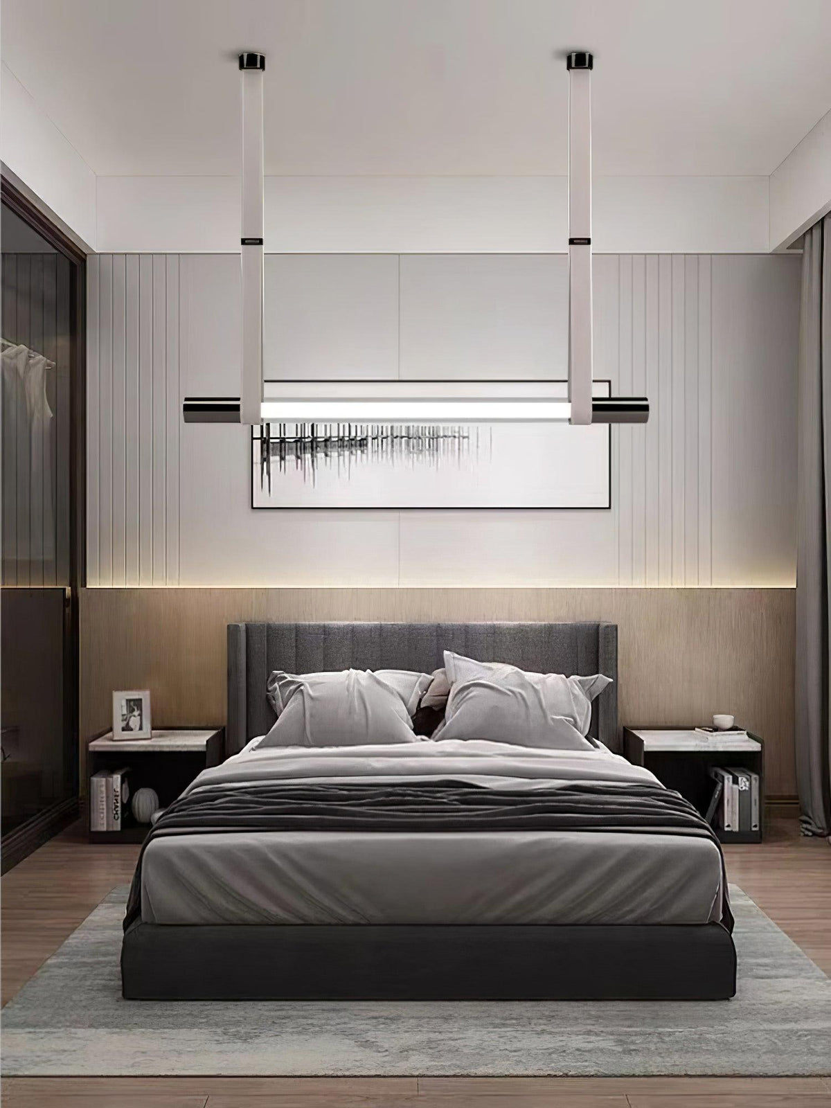 Calm Pendant Light – Modern Glass & Leather Hanging Lamp for Dining and Living Spaces