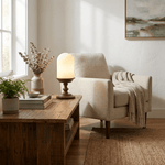 Calyra Ribbed Table Lamp – Sculptural Glass & Wood Accent Light
