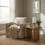 Calyra Ribbed Table Lamp – Sculptural Glass & Wood Accent Light
