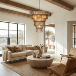 Calyra Tiered Glass Chandelier in Aqua and Brass