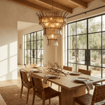 Calyra Tiered Glass Chandelier in Aqua and Brass