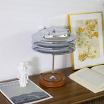 Calystron Sculptural Chrome Table Lamp with Leather Accent