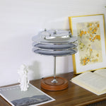 Calystron Sculptural Chrome Table Lamp with Leather Accent